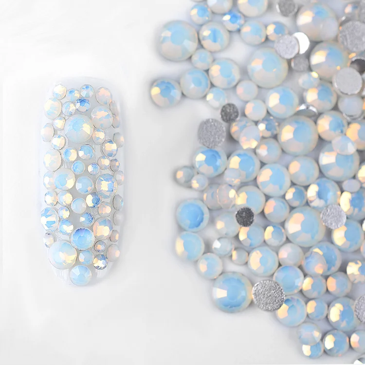 1 упаковка Кристалл Опал белое стекло дизайн ногтей Стразы смешанные размеры красочные не горячей фиксации Flatback Стразы 3D Маникюр украшения - Цвет: Opal White
