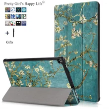 Чехол Fundas для Amazon Kindle Fire HD 10, чехол для планшета, для Amazon HD 10, смарт-чехол с откидной крышкой, кожаный чехол-подставка+ стилус