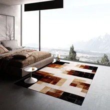 Европейский стиль, спальня, журнальный столик для гостиной, животные, коровья кожа, прямоугольная коричневая сетка, пазл, ручная работа, коврик из воловьей кожи