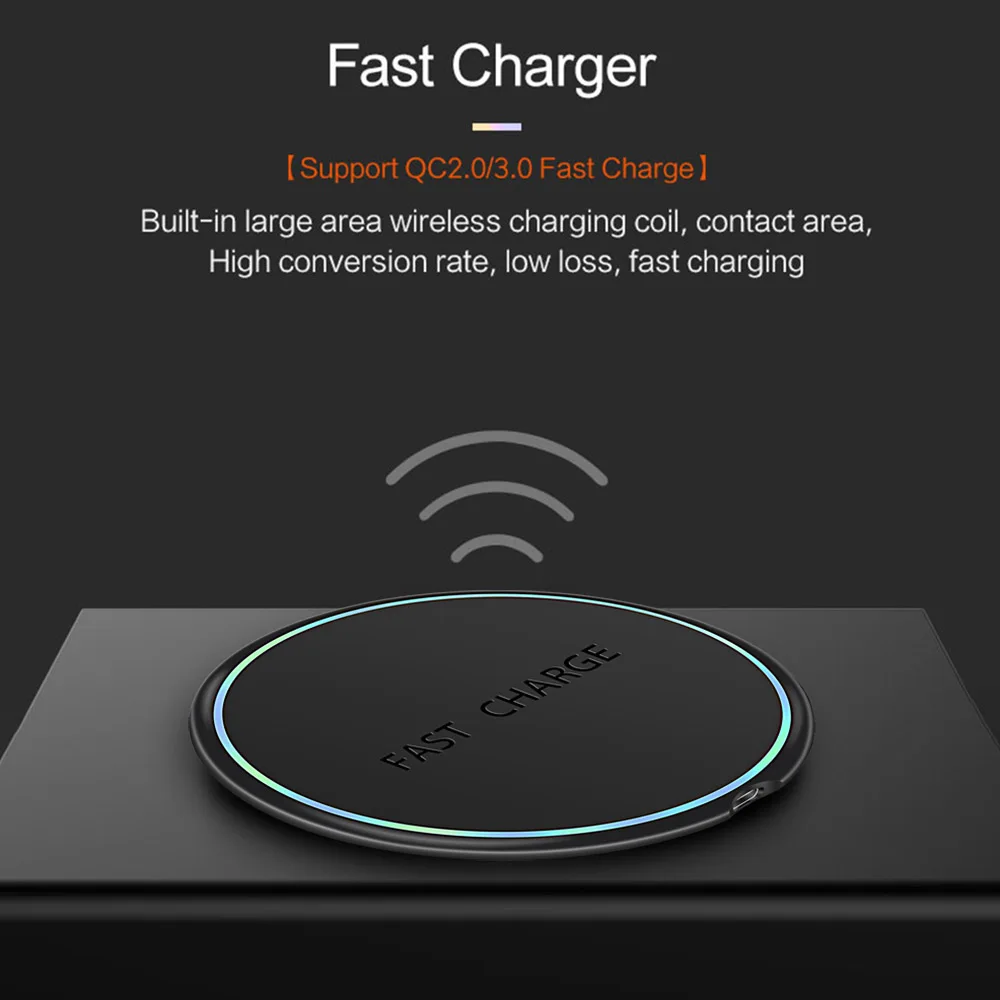 FDGAO 10 Вт Быстрое Qi Беспроводное зарядное устройство для iPhone X XS Max XR 8 Plus USB быстрая Беспроводная зарядка для samsung S8/S8+ S9/S9+ S10