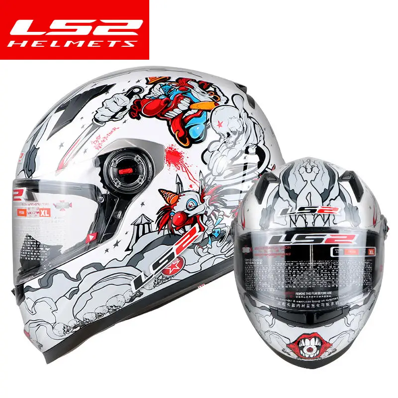 Новое поступление LS2 FF358 анфас moto rcycle шлем Высококачественная съемная и моющиеся внутренняя подкладка raing LS2 moto шлемы ECE - Цвет: White Crazy