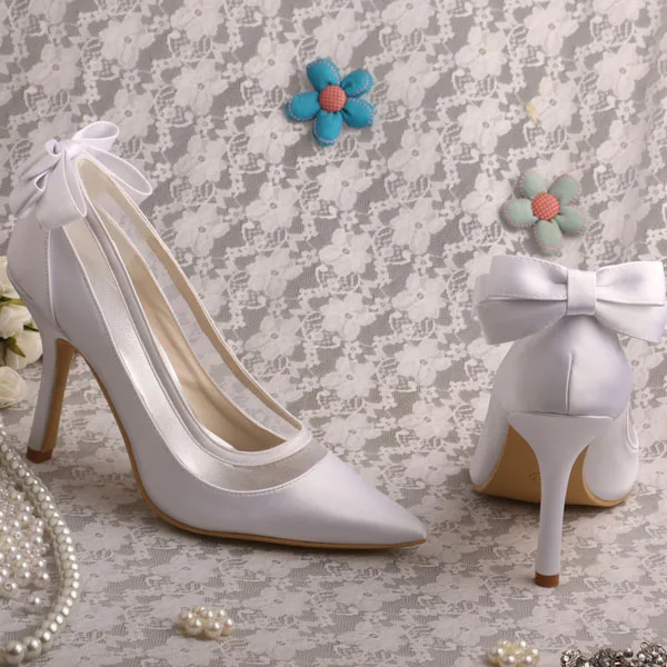 Venus lure Custom Handmade Pointed Toe High Heels Ivory Satin Bridal Wedding Shoes Dropshipping