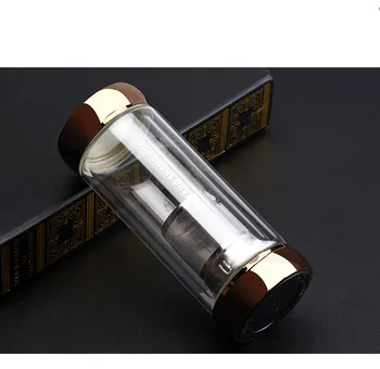 

1PC 350ml Water Bottle Glass Bottle With stainless steel Tea Infuser Filter Double Wall Glass Sport Water Tumbler KD 1471