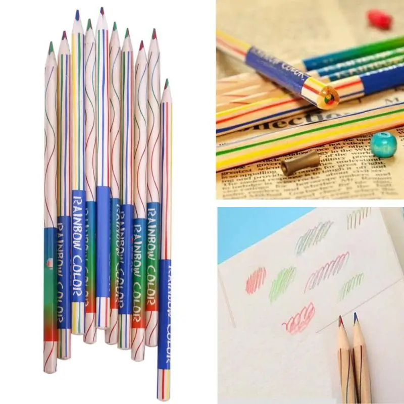

8pcs Multicolor Rainbow Pencils 4 In 1 Colored Pencils DIY Graffiti Drawing Pencils School Art Stationery Supplies Kids Gifts