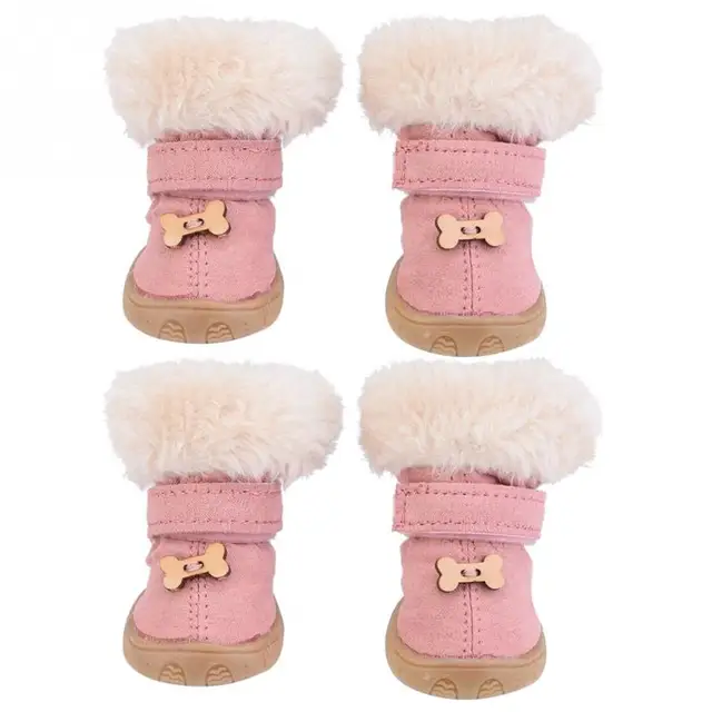 2 Pairs Winter Snow Shoes for Pet Dog Boots Warm Velvet Dog Shoes Anti