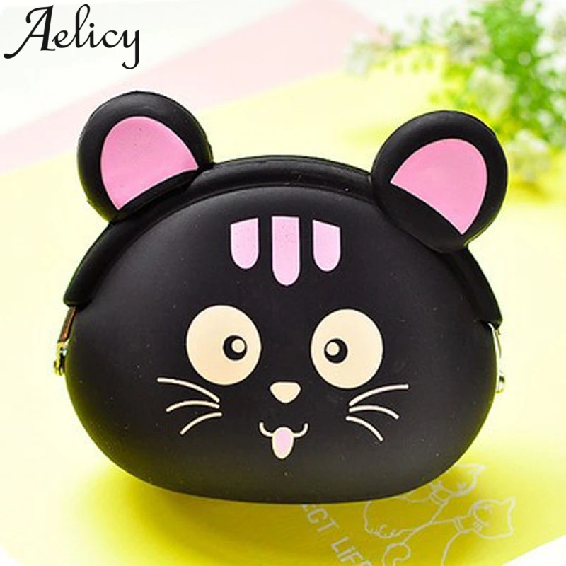 Aelicy Для женщин Для мужчин мини кошелек мягкой поверхности крепежа женский мультфильм силиконовый кошелек для монет Ключи держатель для карт сумка кошелек для кредитных карт