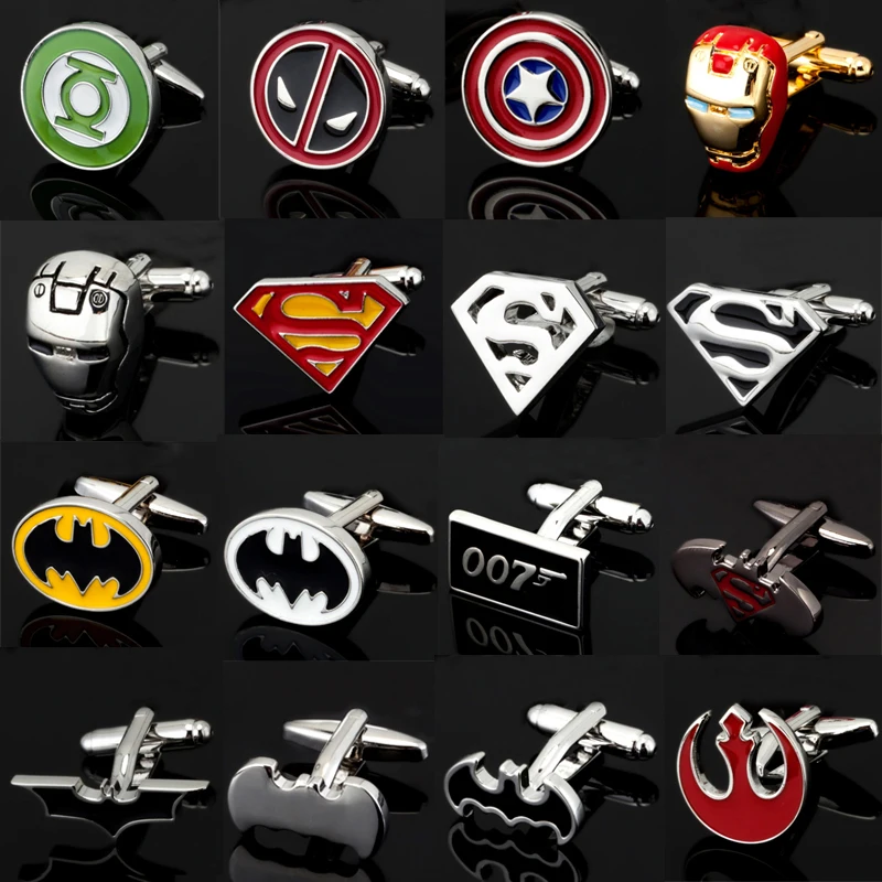 

Free shipping, 18 new high-end men's shirt cufflinks American superhero Batman Cufflinks French shirt jewelry brand Cufflinks