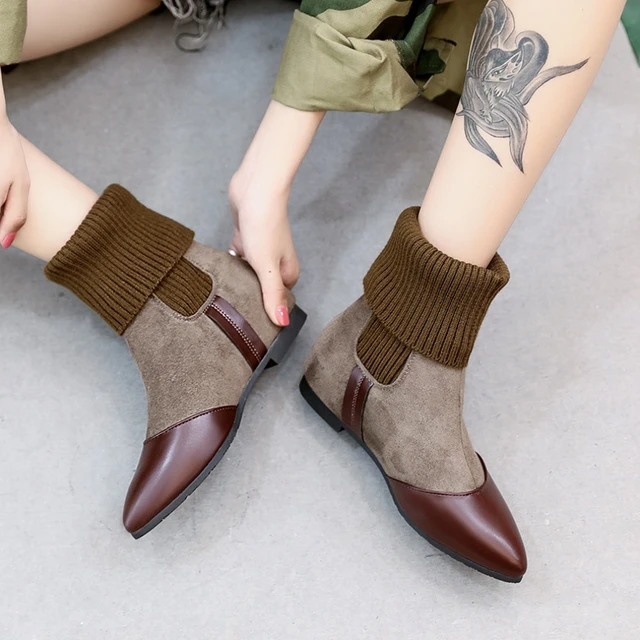 Chelsea stivali suede & cuoio patchwork ankle stivali punta a punta Chelsea stivali cuoio suede & cuoio stivali patchwork ankle stivali punta a punta bec1c1