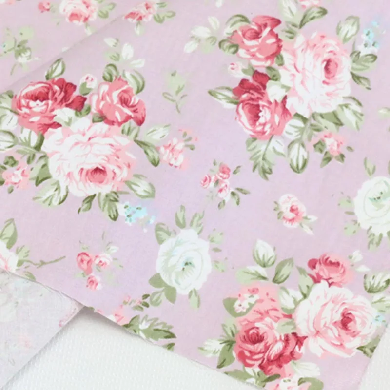 Хлопок саржевая ткань элегантный ретро розовый зеленый цветок розы клетчатые ткани для DIY кроватки постельный принадлежности подушки одежда квилтинг Декор