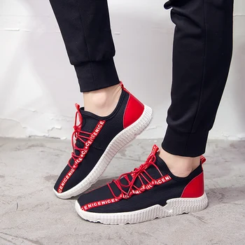 

Vogue Summer Lace Up Soft Breathable Light Casual Shoes Comfortable Men Shoes Fashion Sweat Absorption Shoes Red Black White