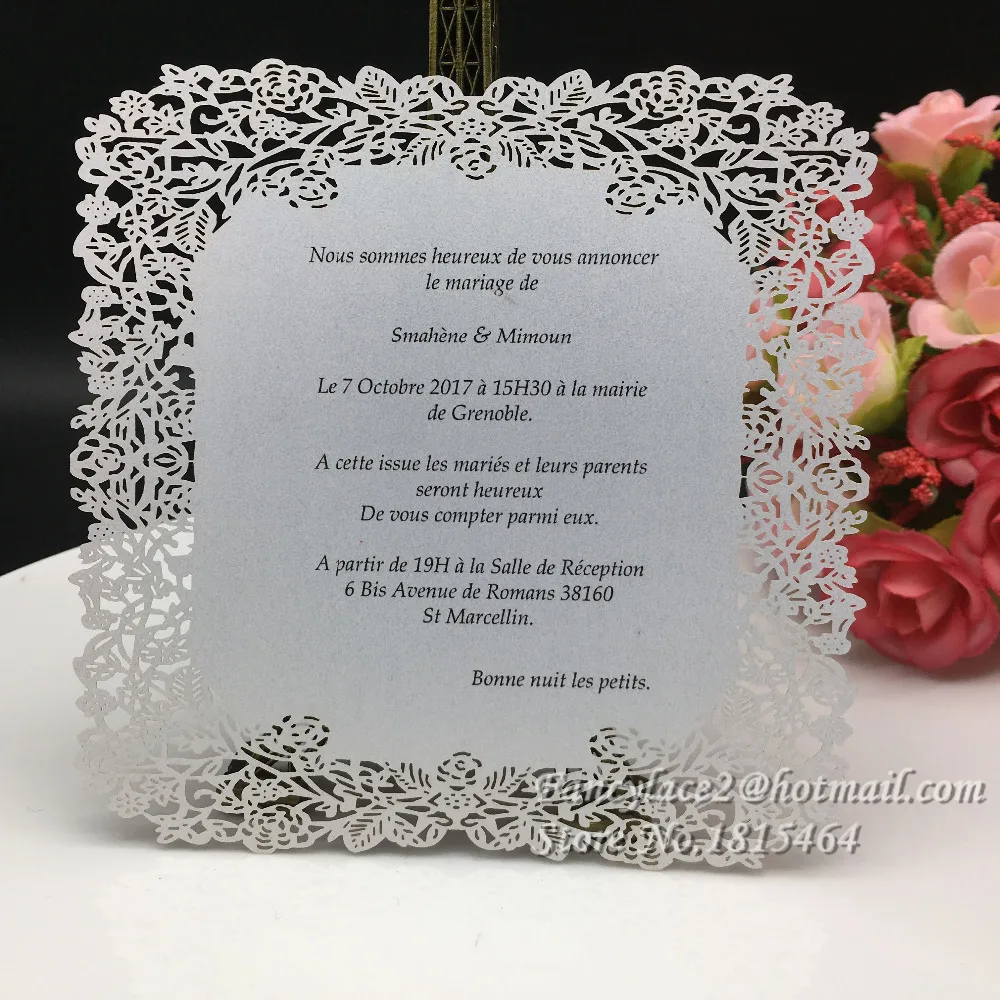 30pcs hot sale handmade menu cardslaser cut flower design