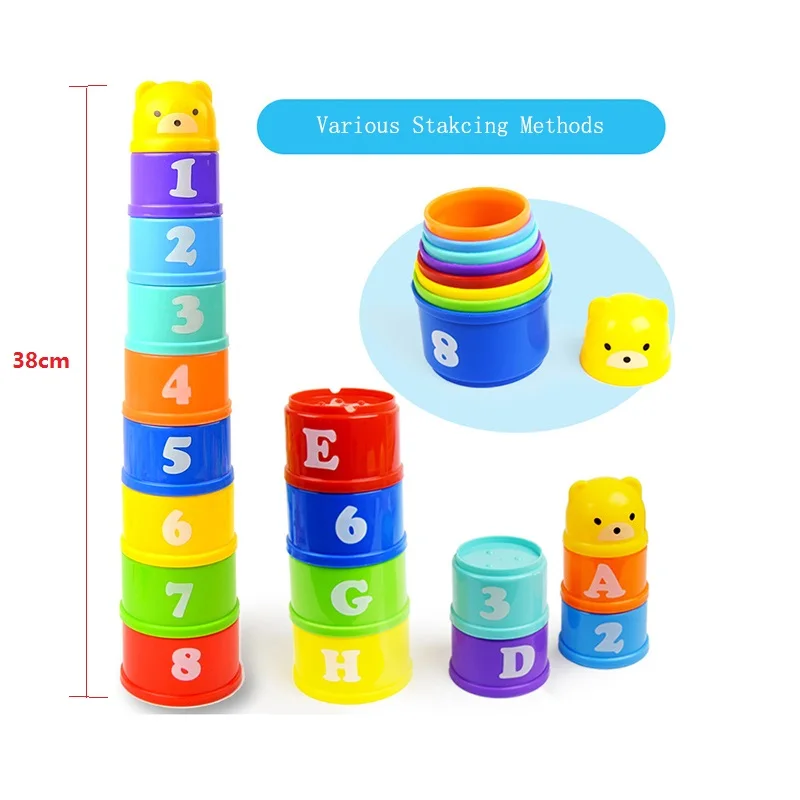 9 обучающие игрушки для малышей, 6 месяцев+ цифры, буквы, фолидид пирамида из чашек, башня, дети, раннее развитие, игрушки для новорожденных 0-12 мес
