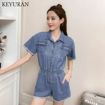 

2019 Summer Shorts Fashion Short Casual Jumpsuits Jeans Coverall Women Jumpsuit Denim Overalls Shirt Rompers Girls Shorts SK8341