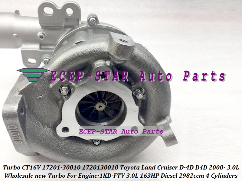 Turbo CT16V 17201-30010 17201 30010 1720130010 Турбокомпрессор для TOYOTA Land Cruiser 120 LandCruiser 1KD-FTV 1KD FTV 1KDFTV 3.0L