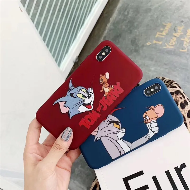

GYKZ Funny Tom Jerry Phone Case For iPhone 6 6s XS MAX XR X 7 8 Plus Cat Mouse Soft TPU Silicone Protection Shell Cover Fundas