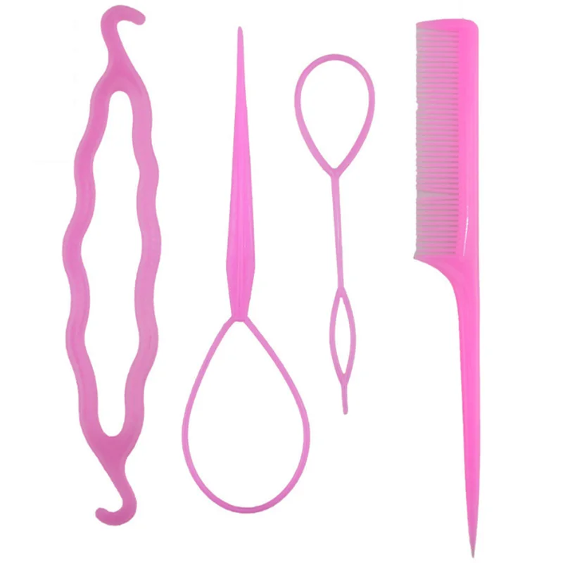 

Fashion 4pcs/set Women Girls Fast Easy Magic Bun Princess Hairstyle Popular Hair Artifact Tool Hair Braider Maker Styling Tool