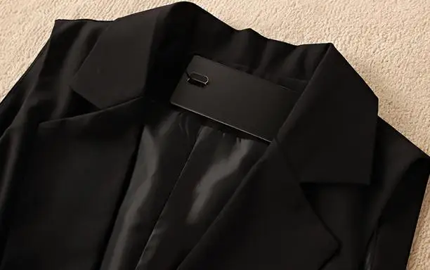 plus size 3XL!V-NECK Fashion Black Blazer Vest Women Long Waistcoat office lady OL Elegant Cardigan Sleeveless jacket