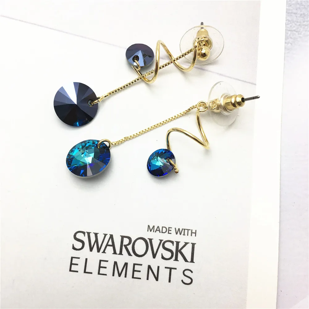 long spiral swarovski rivoli crystal bead earring for women03
