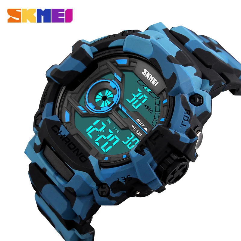 

SKMEI Waterproof Military Men Digital Watch Outdoor Sport Running Exercise Wristwatch Chronograph Week Display Alarm Clock