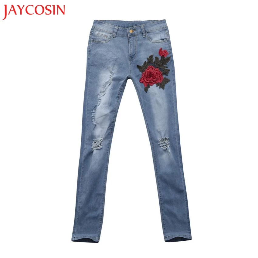 JAYCOSIN женские узкие рваные джинсы брюки с высокой талией стрейч узкие брюки z0809