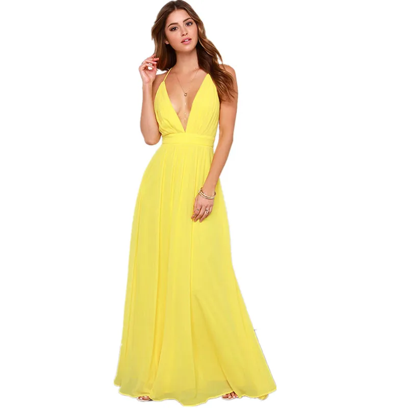 

2017 Summer Off Shoulder Sexy Deep V Neck Beach Style Women Dress Strap Backless Maxi Long Evening Party Dresses Vestidos