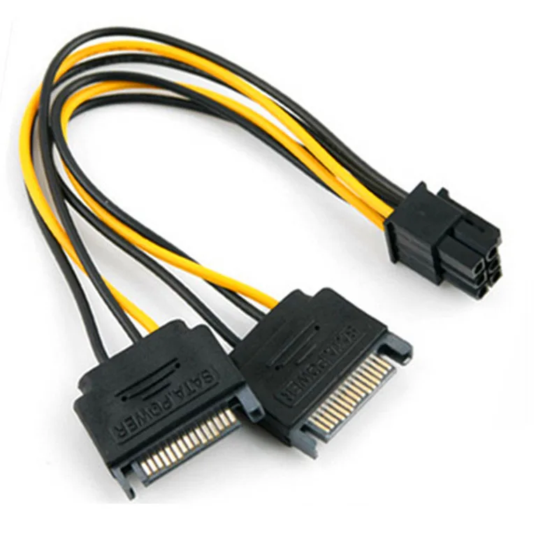 Кабель питания для видеокарты EVGA ASUS с двумя разъемами SATA 15Pin M на PCI e 6