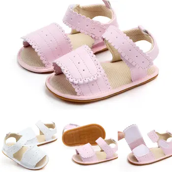 

New Summer Toddler Baby Girls Sandals PU Leather Soft Sole Infant Moccasins Princess Non-Slip Shoes Kids Flat Sandal