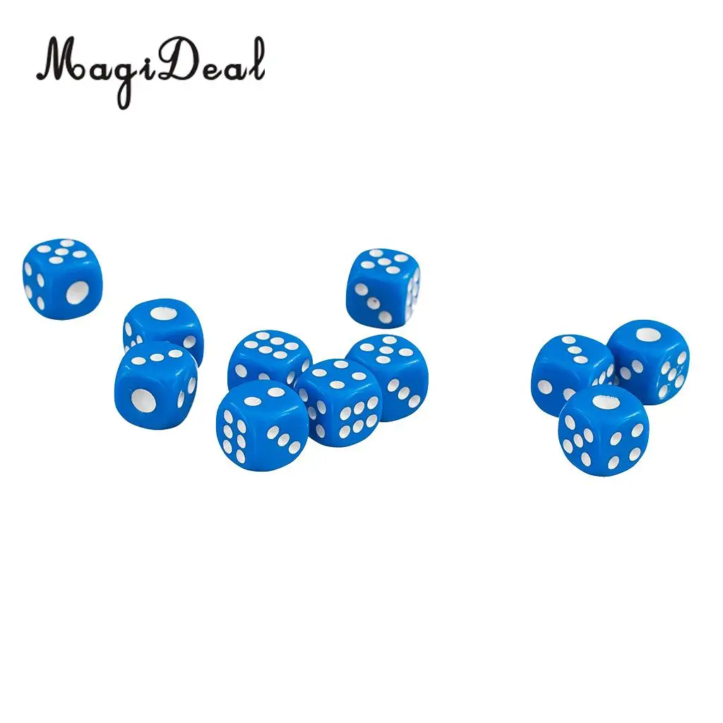 MagiDeal 50x12mm Opaque Acrylic Six Sided Spot Dice D6 for Friends Family Party Club Play D&D RPG TRPG Games Funny Toys 7 Colors