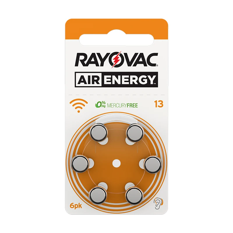 

60 PCS Rayovac Air Energy High Performance Hearing Aid Batteries. Zinc Air 13/P13/PR48 Battery for BTE Hearing aids