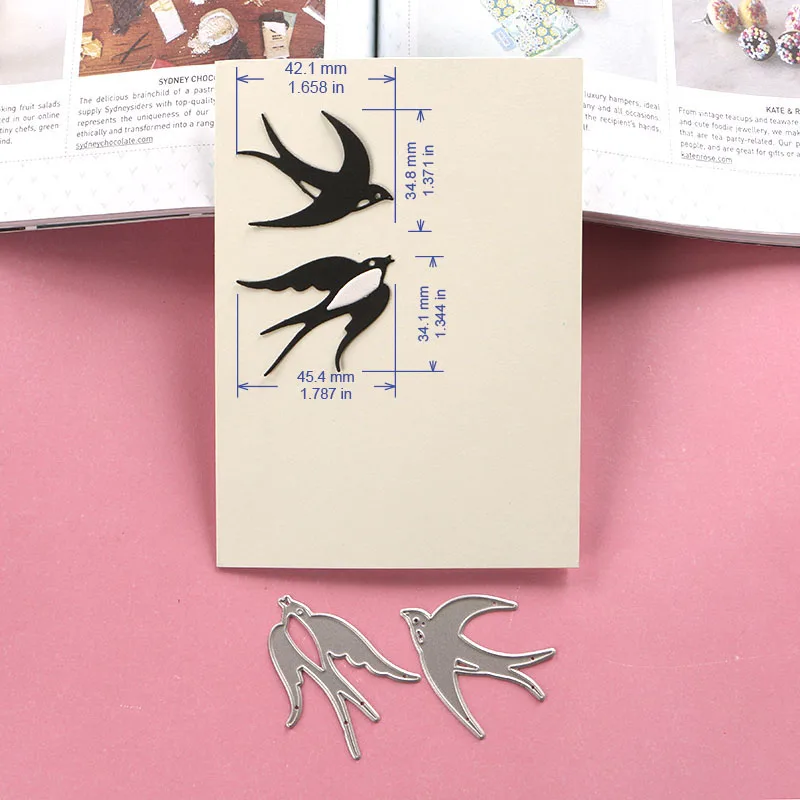 2pcs large swallows DUOFEN металлические режущие штампы маленькие Летающие птицы Орел Морская Чайка Ласточка голубь трафарет Сделай Сам скрапбук бумажный альбом Новинка - Цвет: 2pcs large swallows