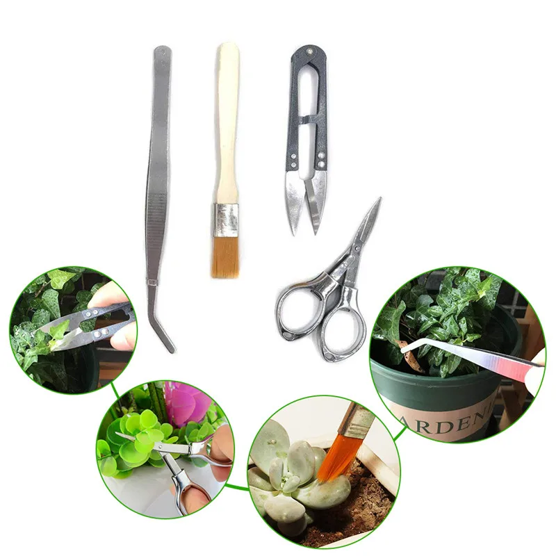 7 pcs Mini Garden Tools Set Plant Shovel Gardening With Wooden Handles Metal Head Gardener Bonsai Tool Garden Tools (3)