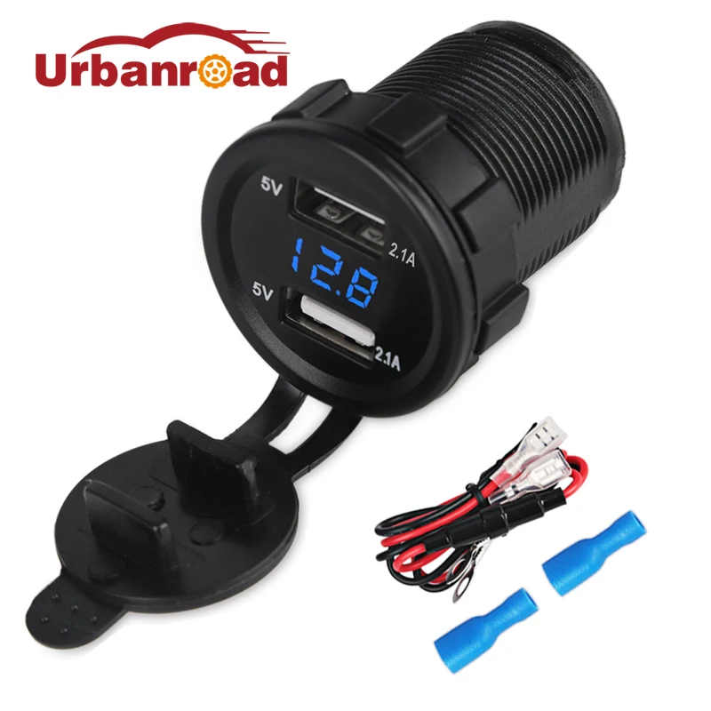 

Urbanroad 4.2a 12v Marine Motorcycle Car USB Charger Voltmeter Cigarette Lighter Socket Boat Dual USB Charger Adapter Voltage