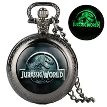 YISUYA Aydınlık cep saati Kuvars Analog Özel Jurassic Park Desen İzle Kolye Bağlantı Zinciri En Iyi Hediye cep saati
