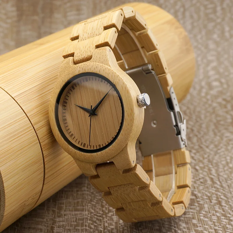 Простые Женские часы BOBOBIRD L28 из бамбука кварцевые наручные с регулируемым