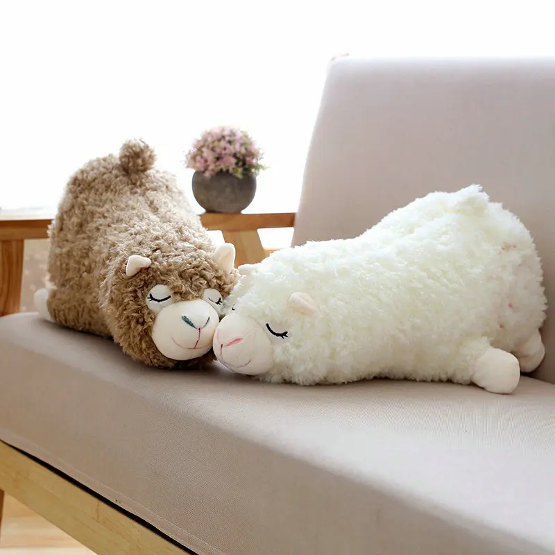 

45cm 65cm Super Soft Simulated Alpaca Pillow Stuffed Bed Sleeping Pom Hair Sheep Shape Neck Pillow Gift for Her Room Decoration