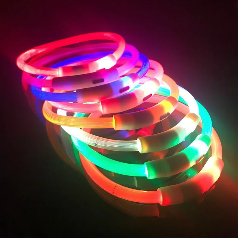 USB Charging Glowing Pet Dog Collar Rechargeable LED Tube Flashing