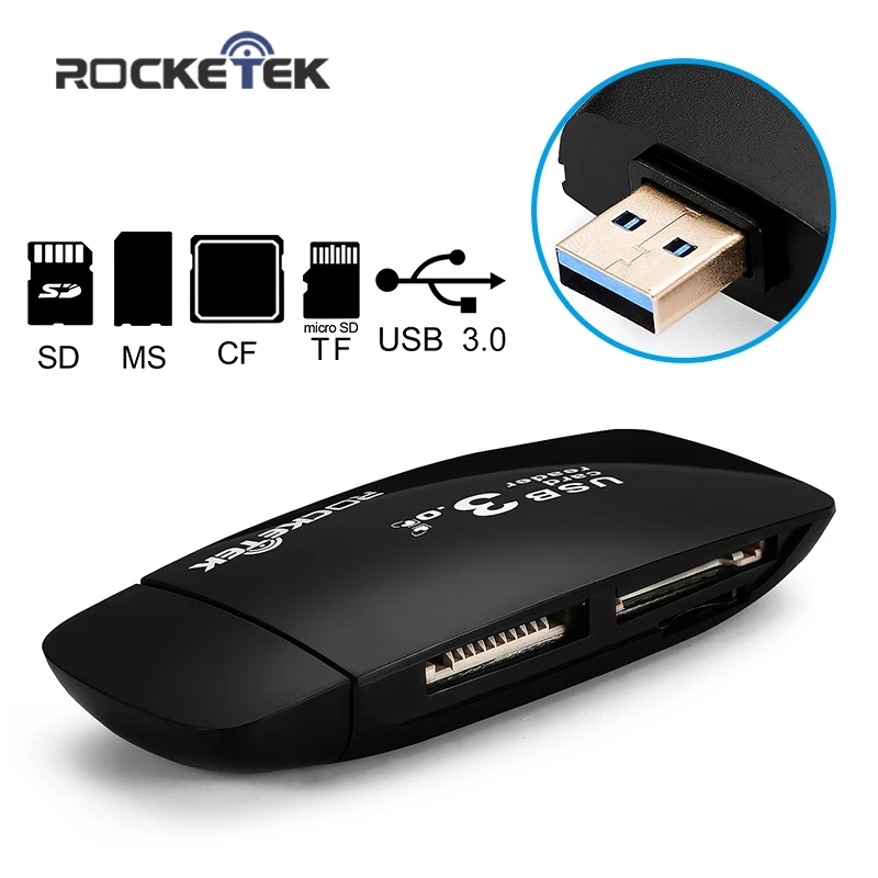 Rocketek usb 3.0 multi 4 in 1 memory card reader 5Gbps adapter for SD/TF CF MS micro SD pc computer laptop accessories
