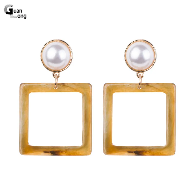 

GUANLONG Trendy Resin Drop Earrings for Women Geometric Acrylic Imitation Pearl Dangling Earings Fashion Elegant Dangle Earring