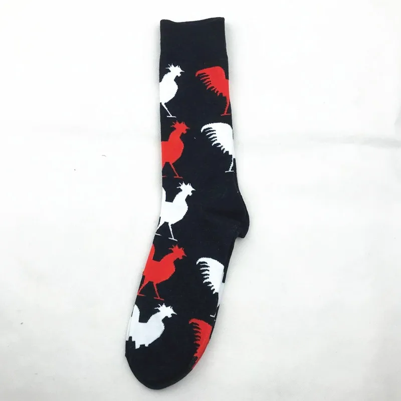 Цветные повседневные мужские носки с забавным динозавром, акулой, хлопковые нарядные носки, новинка, мужские свадебные носки с космическим космонавтом, созвездием - Цвет: rooster