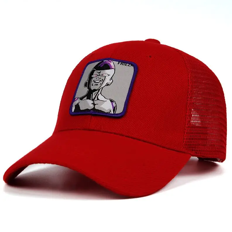 FRIEZA сетчатая шапка Dragon Ball Z Snapback BULMA хлопок Saiyan бейсболка для мужчин и женщин хип хоп дальнобойщик папа шляпа лето дропшиппинг - Цвет: Красный