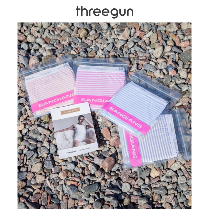 THREEGUN 1 шт. бикини трусы для женщин хлопок низкая посадка трусики в полоску