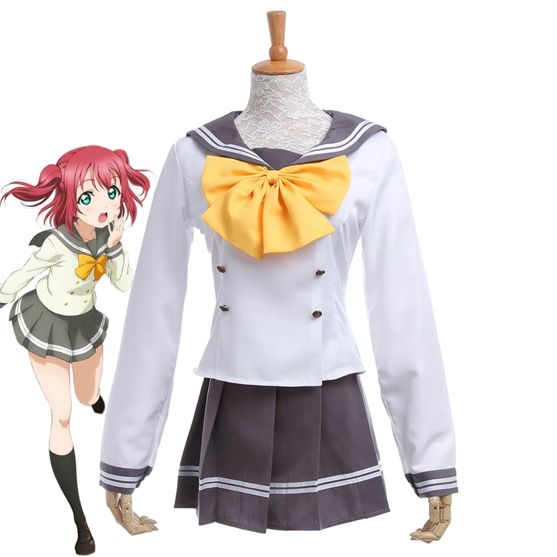 Школьная униформа для косплея Love Live Aqours Takami Chika Girls Сейлор аниме платье костюм