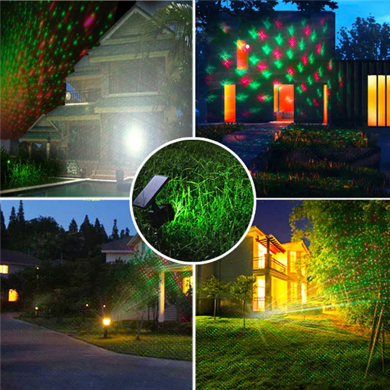 Солнечное наружное Лазерное освещение красный и зеленый звезда светодиодные лампы проектора для рождества, праздника, вечерние, ландшафтные и садовые украшения