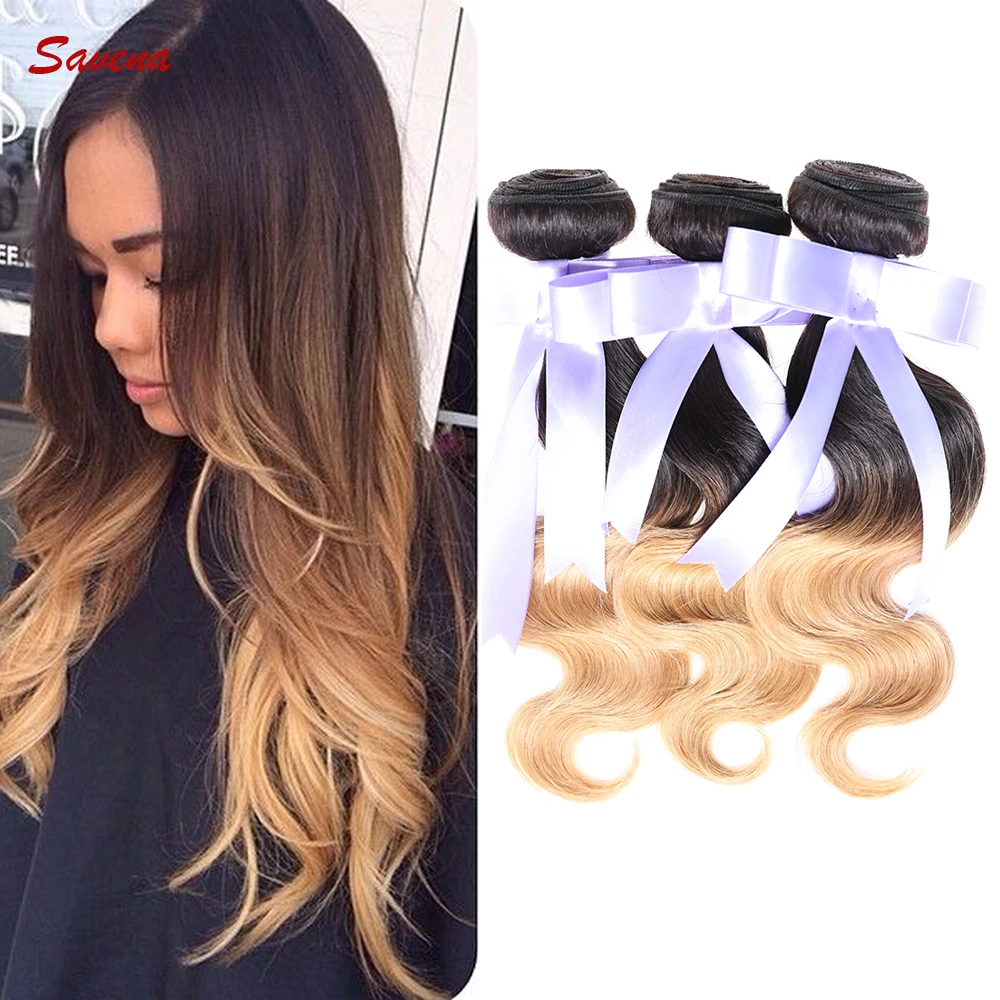 

Peruvian Hair Bundles 3Bundles/Lot Ombre Human Hair Weaving 7A Grade Bodywave 1B#/27# Bodywave 100% Remy Human Hair Extensions