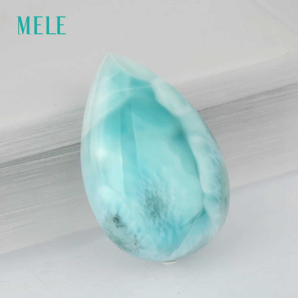 Natural blue larimar stone 9.6 gram pears shape 34mm*23mm big loose stone blue color best gift for grandparents