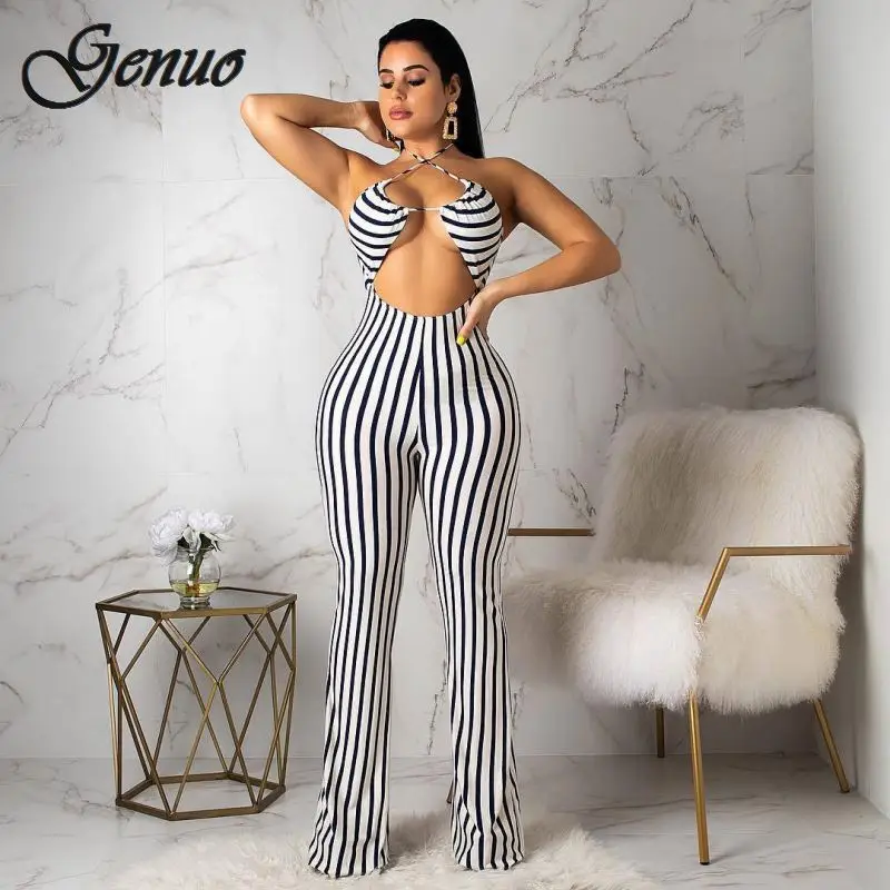 2019 Fashion Deep V One Piece Striped Women Overalls Waist Belted Wide Leg Office Sexy Bodysuit Bodycon Summer Elegant Jumpsuit 2019 Fashion Deep V One Piece Striped Women Overalls Waist Belted Wide Leg Office Sexy Bodysuit Bodycon Summer Elegant Jumpsuit