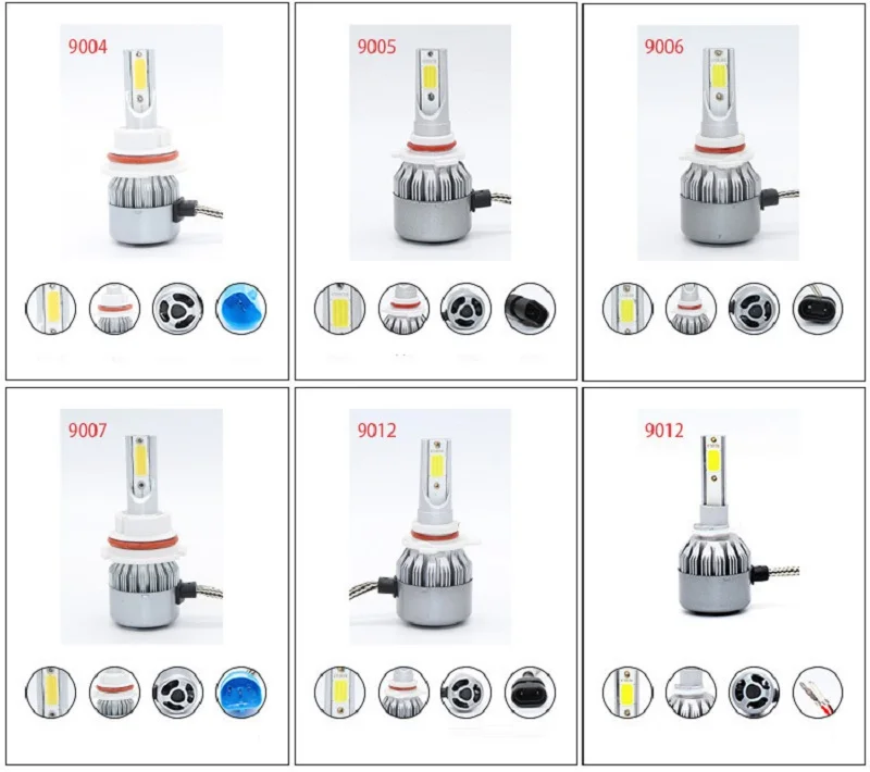 2 предмета H4 светодиодный H7 H11 H8 9006 HB4 H1 H3 HB3 COB C6 авто фар 36W 4000LM высокого низкого луча Автомобильная Лампа 6000K 12 V