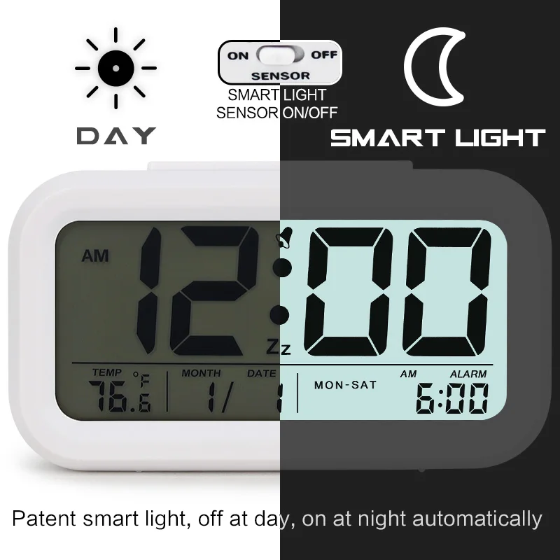 Digital Alarm Clock Student Clock Large LCD Display Snooze Electronic Kids Clock Light Sensor Nightlight Office Table Clock Digital Alarm Clock Student Clock Large LCD Display Snooze Electronic Kids Clock Light Sensor Nightlight Office Table Clock