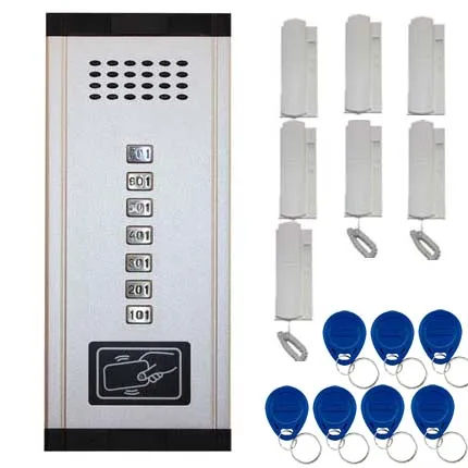 

XinSiLu New Arrival Audio Door Phone Intercom System 7-apartments Audio Doorbell,New Design Indoor Unit ID Card Unlock Function