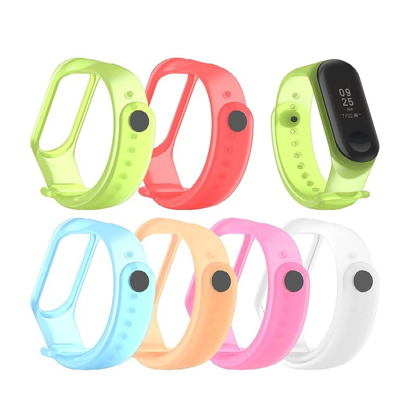 

Essidi Luminous Transparent Rubber Watch Band Strap For Xiaomi Mi 3 Band Clasp For Mi 3 Wristband